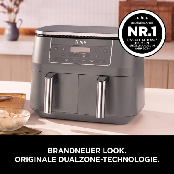 Ninja Dual Zone Heißluftfritteuse 7,6 L DZ300EU Metallic Grau