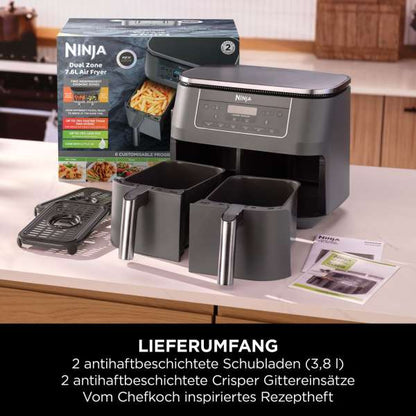 Ninja Dual Zone Heißluftfritteuse 7,6 L DZ300EU Metallic Grau